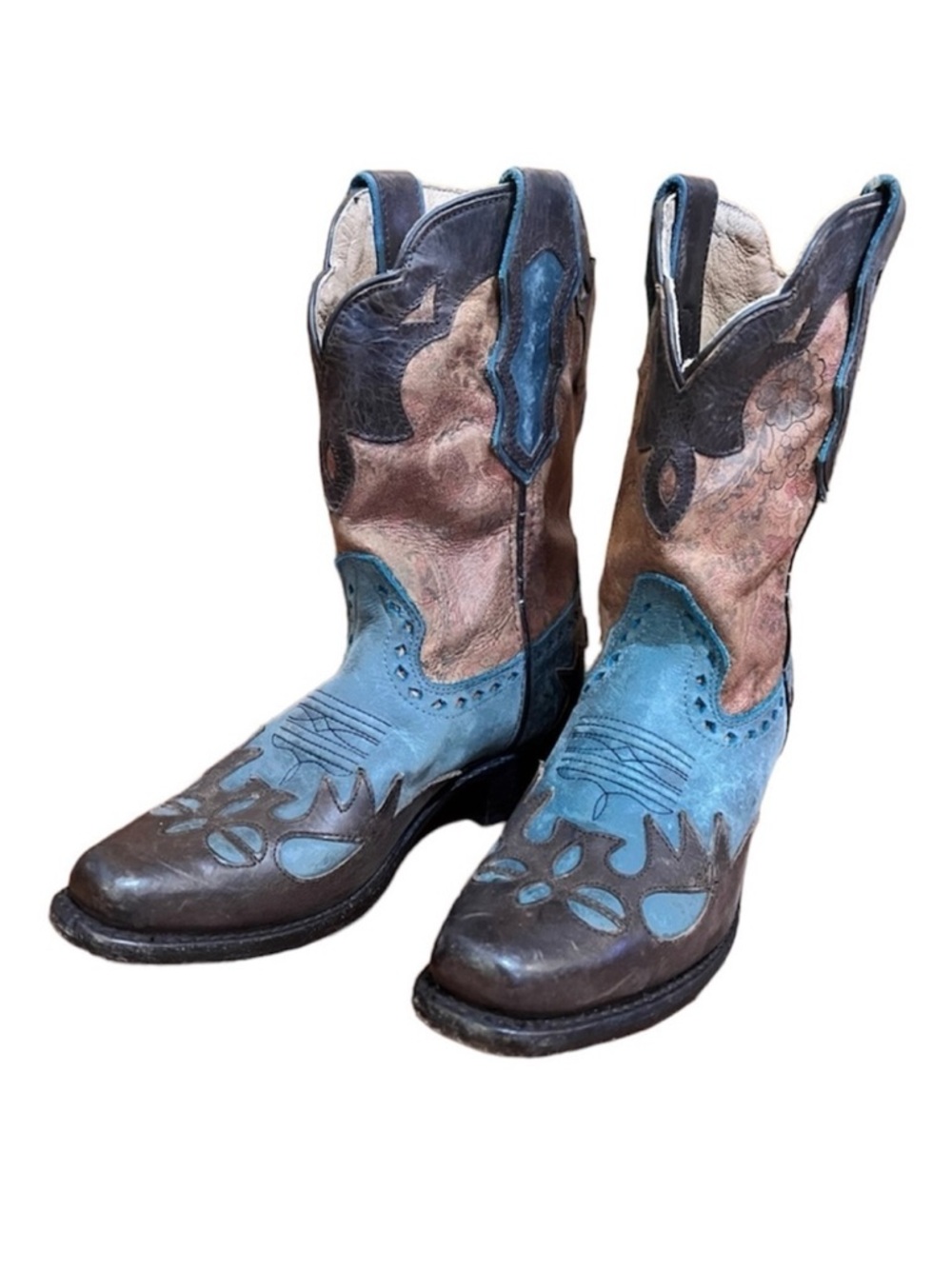 Sonora 7B Jessi Paisley Turqouise Brown Women's Western Boot Wingtip Festival